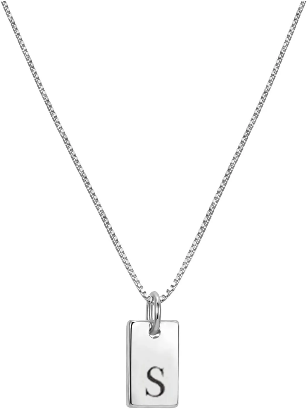 Initial Necklaces for Women Silver Plated Letter Name Necklace Personalized Initial Tag Pendant Necklaces for Women