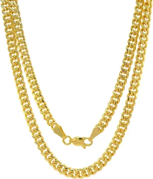 Italian 14K Solid Yellow Gold Cuban Link Curb Chain Necklace for Men & Women Diamond Cut with Lobster Claw Clasp 14K Real Gold Chain Jewelry (2mm - 3MM)
