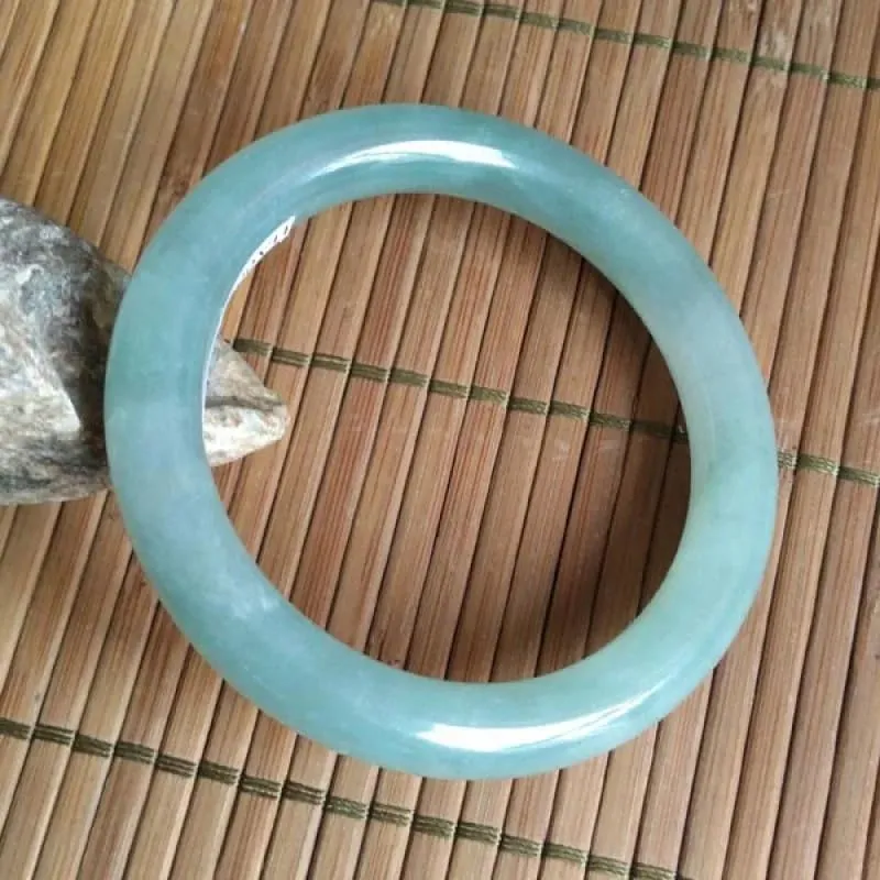 Jadeite Jade Oil Green Light Blue round Bar Bracelet