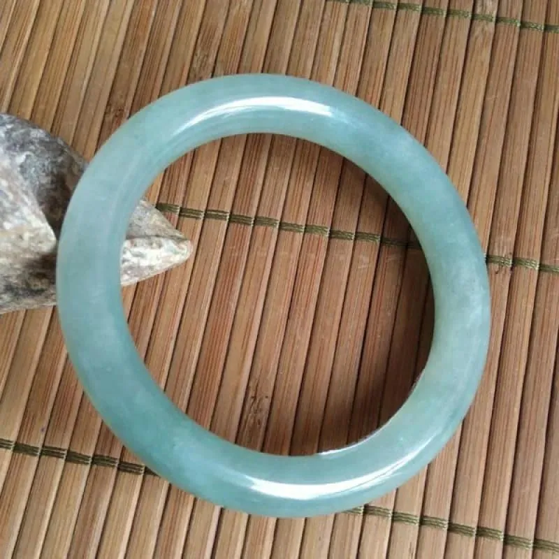 Jadeite Jade Oil Green Light Blue round Bar Bracelet