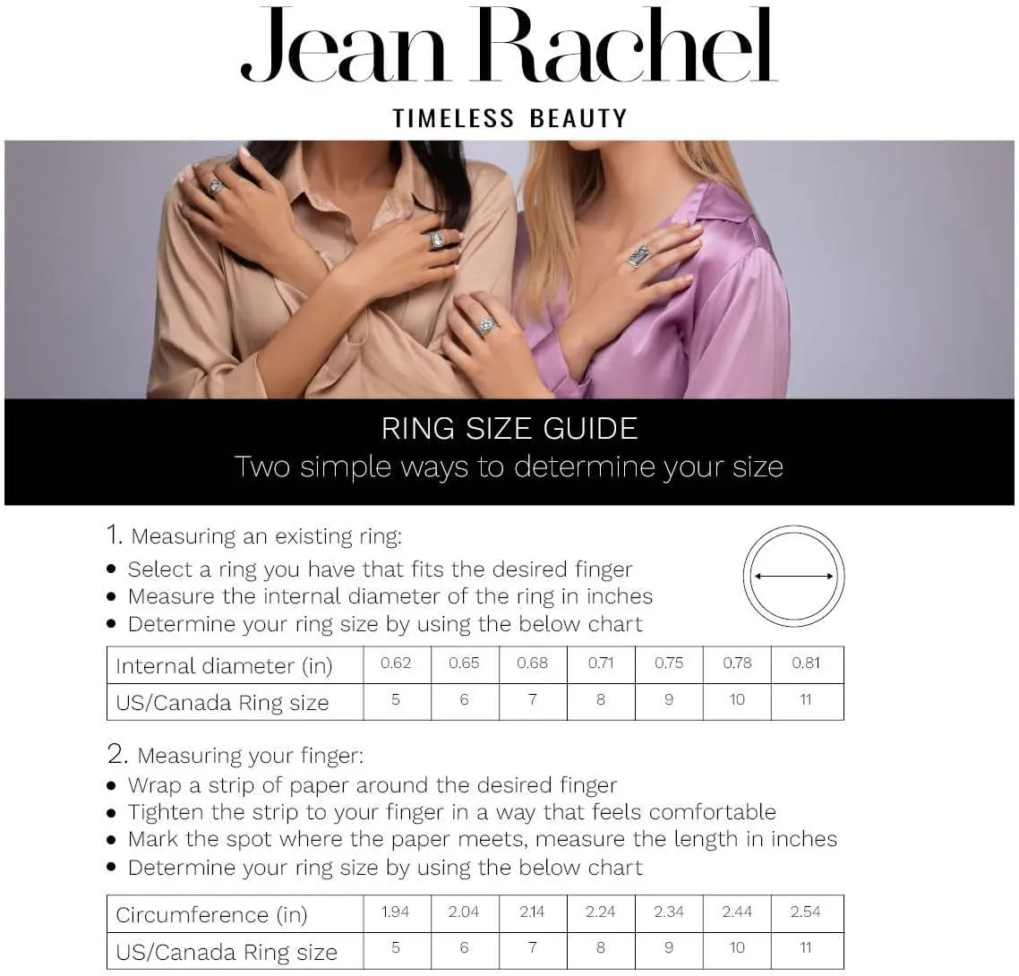 JEAN RACHEL JEWELRY 925 Sterling Silver Ring - Wide Multi Strand Rope & Bead Vintage Design - Hypoallergenic, Lead & Nickel Free Jewelry - Artisan Handcrafted Statement Rings for Women