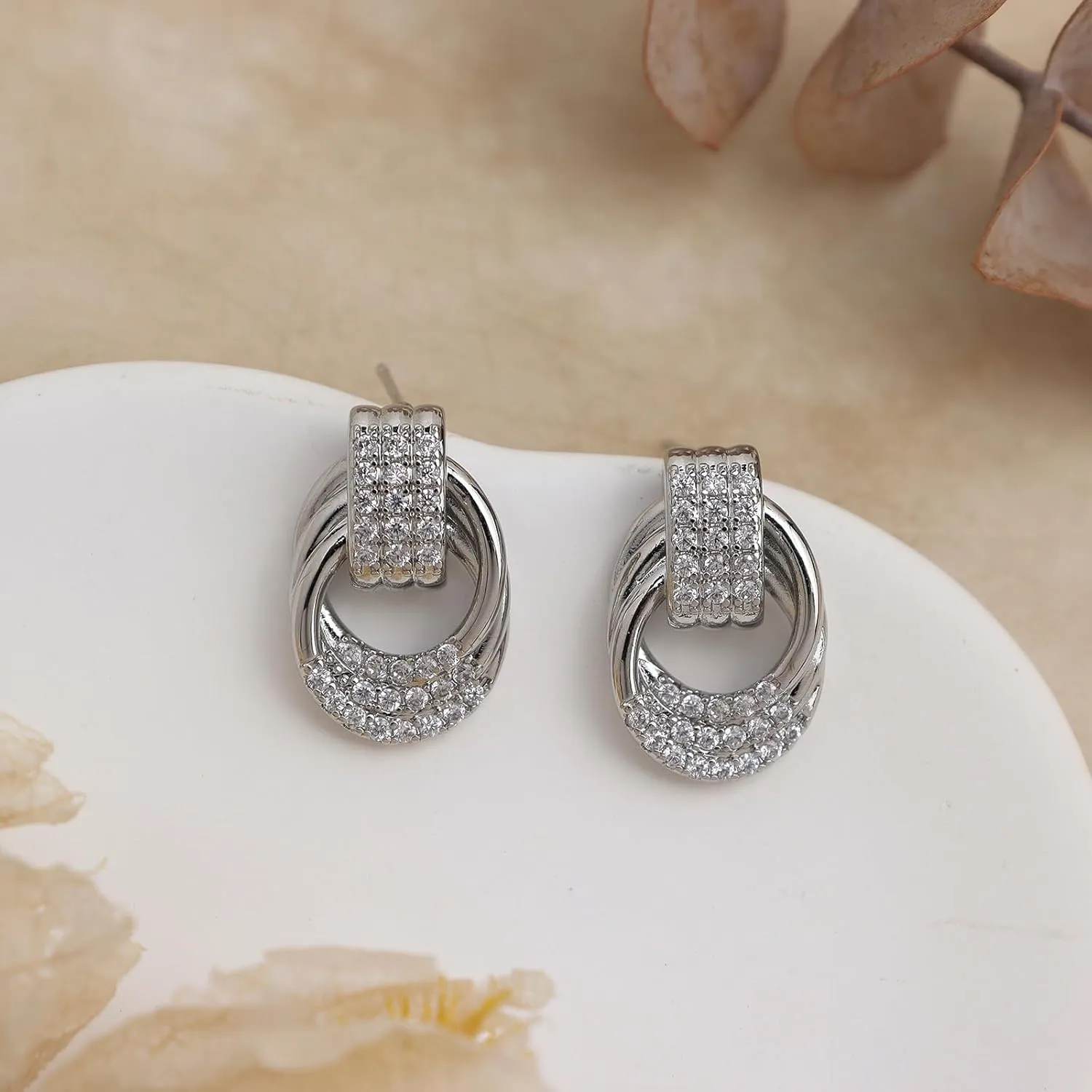 JeanBeau Pearl Flower Leaf Stud Earrings for Women Statement Cluster CZ Pearls Earing Gold Plated Sterling Silver Wedding Prom Birthday Fashion Jewelry Gift