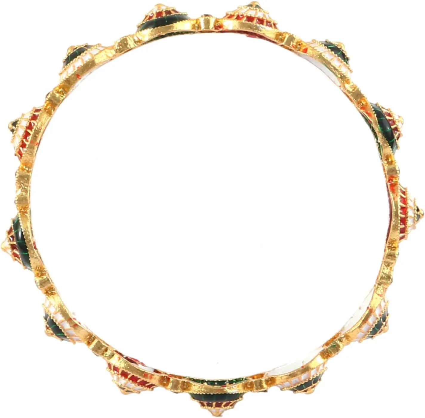 Jewar Mandi Bangles Set 2 Piece Pearl Polki Ad Cz Handmade Multi Color Meena Work Gold Plated Color Stones Traditional Indian Bracelet For Women