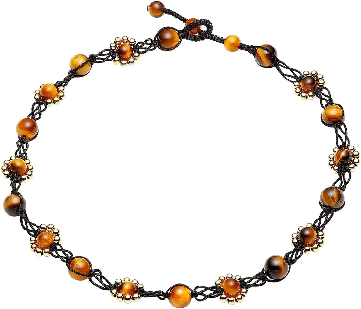 Jewever Handmade Chokers Necklaces for Women Tiger Eye with 14K Gold Plated Beaded Black choker Crystal Necklace