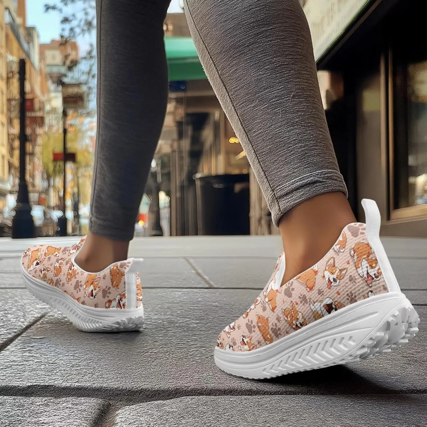 JoyLamoria Animal Print Womens Shoes Work Casual Fashion Tennis Soft Workout Cushion Comfort Knit Upper Running Orthopedic
