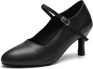 JUODVMP Character Shoes for Women Dance Shoes 1920s Swing Tango Shoes with Kitten Heel Model L042