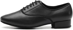 JUODVMP Lace-up Professional Latin Dance Shoes Ballroom Modern Jazz Tango Waltz Salsa Leather Shoes for Men Low Heel,Model WLL518-2