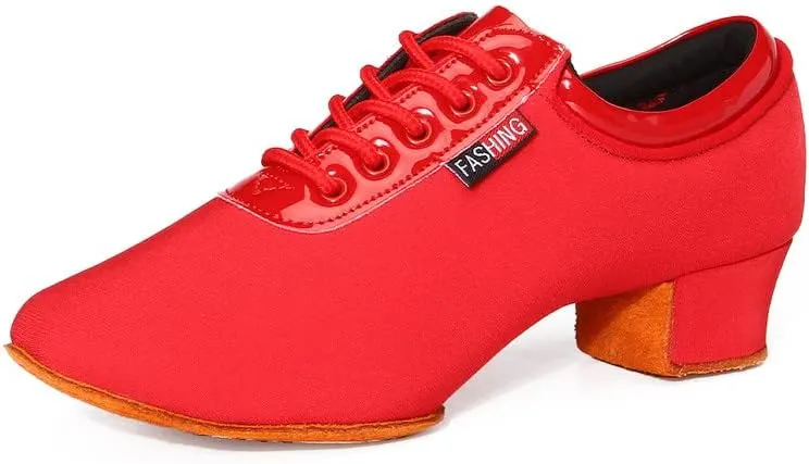 JUODVMP Men & Women Ballroom Dance Shoes Lace-up Latin Modern Salsa Dance Practice Teaching Performance Model 601