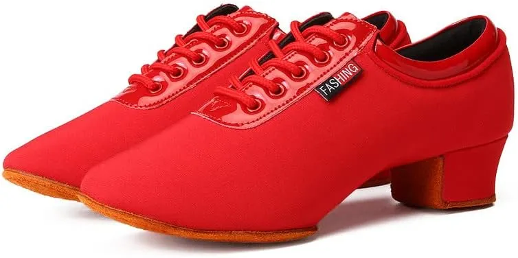 JUODVMP Men & Women Ballroom Dance Shoes Lace-up Latin Modern Salsa Dance Practice Teaching Performance Model 601