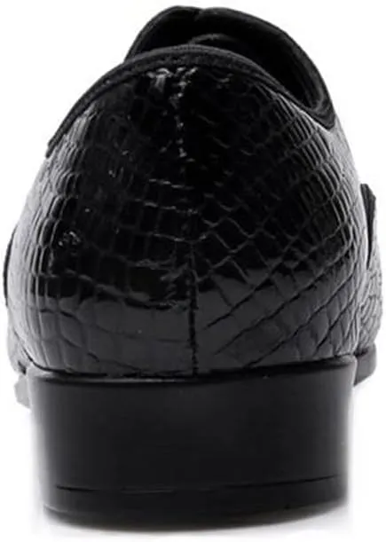 JUODVMP Mens Latin Dance Shoes Breathable 1" Standard Heel Leather Ballroom Tango Dancing Shoes Model 401