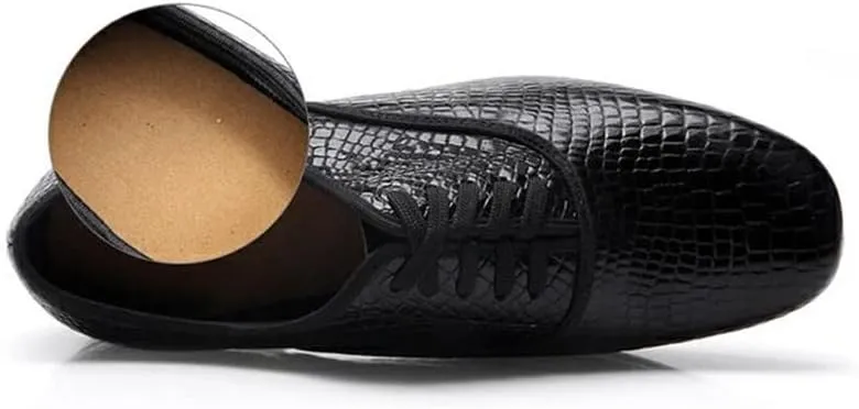 JUODVMP Mens Latin Dance Shoes Breathable 1" Standard Heel Leather Ballroom Tango Dancing Shoes Model 401