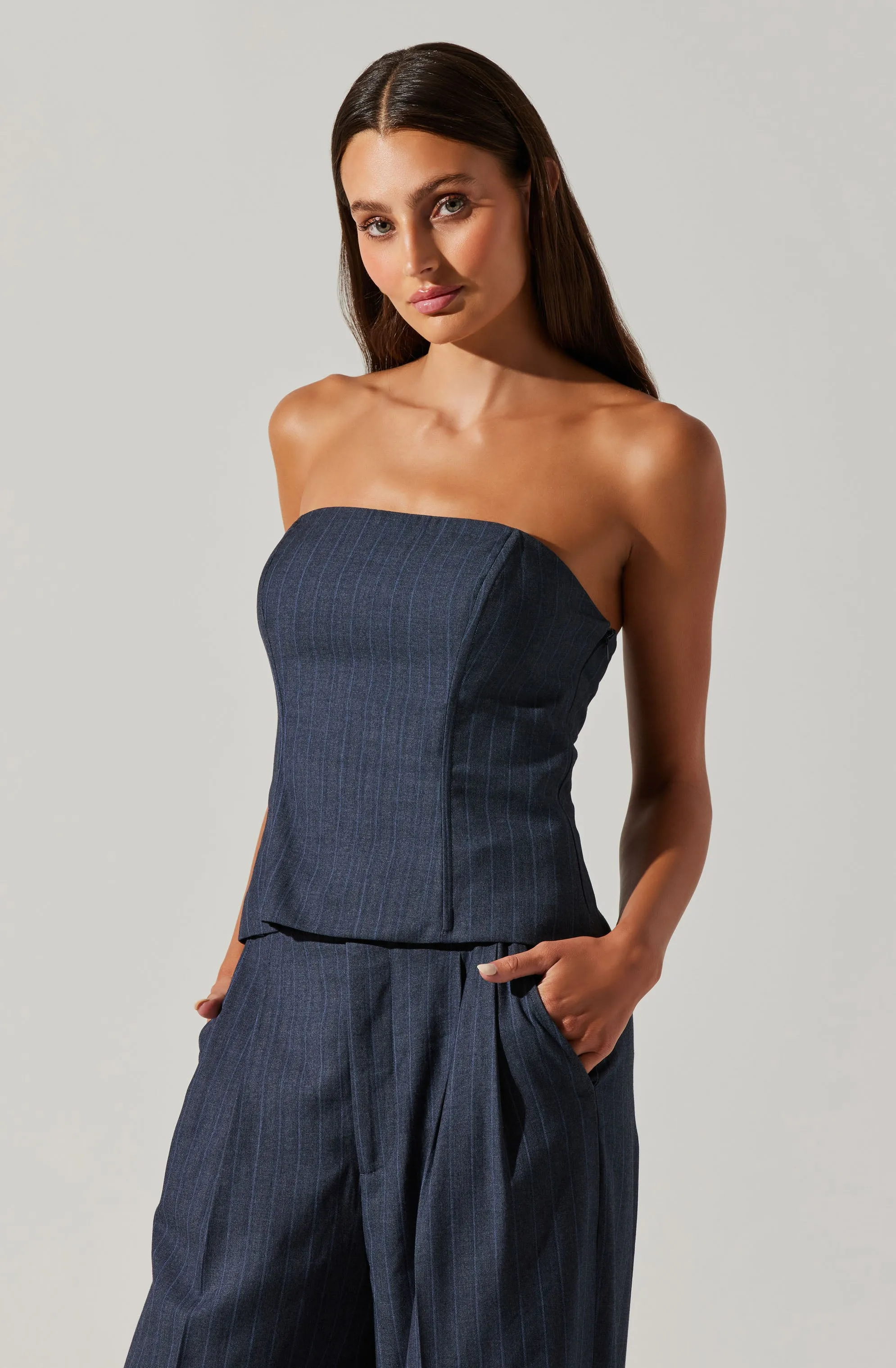 Kalani Pinstripe Tube Top
