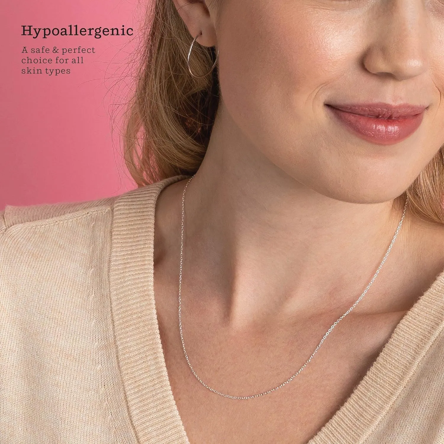KEZEF 1mm 925 Sterling Silver Necklace for Women | 16-36 inch long Silver, 18k Gold, Rose Gold Necklaces for Women - Made In Italy Real Cable Chain Jewelry | Dainty cadena de plata s925 para mujer