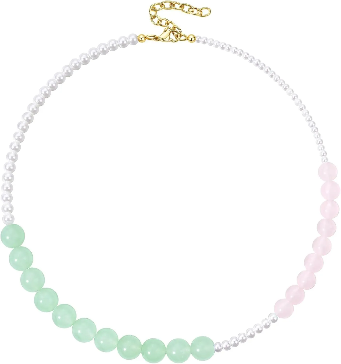 KissYan Beaded Necklaces for Women, Colorful Bead Gemstone Boho Choker for Summer, Natural Stone Handmade Beach Jewelry Gifts