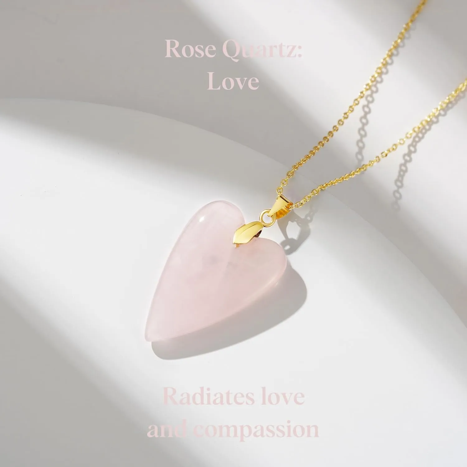 KissYan Crystal Necklaces for Women, Healing Heart Shaped Stone Peandant Necklace 14K Gold Plated Natural Gemstone Jewelry Gifts
