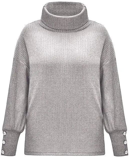 Knit Sweater for Women Blouses for Women Women's Long Sleeve Casual Trendy Oversized Turtleneck Knit Pullover Sweater Tops
