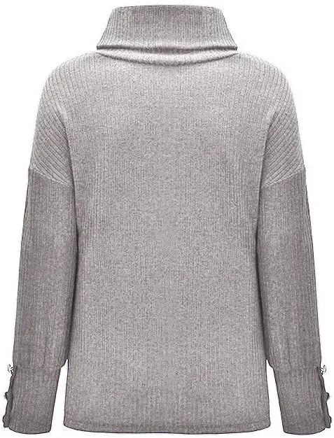 Knit Sweater for Women Blouses for Women Women's Long Sleeve Casual Trendy Oversized Turtleneck Knit Pullover Sweater Tops