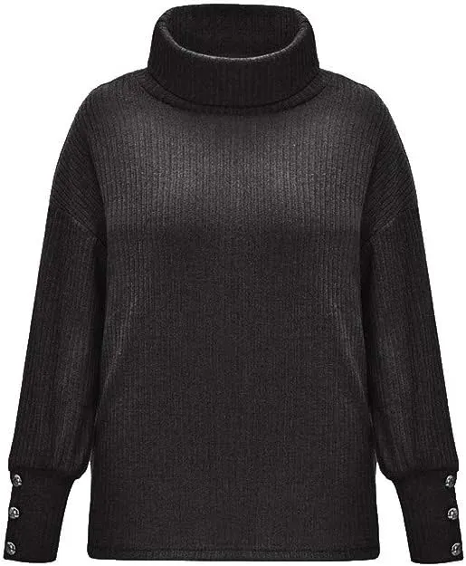 Knit Sweater for Women Blouses for Women Women's Long Sleeve Casual Trendy Oversized Turtleneck Knit Pullover Sweater Tops