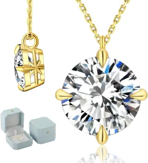 KRKC Moissanite Pendant Necklace for Women, 0.5CT/1CT/2CT/3CT/4CT Lab Created Diamond Solitaire Pendant, VVS1 Clarity D Color, Adjustable 14K White Gold Plated S925 Sterling Silver Chain, Jewelry Gift for Anniversary Valentines Christmas Day