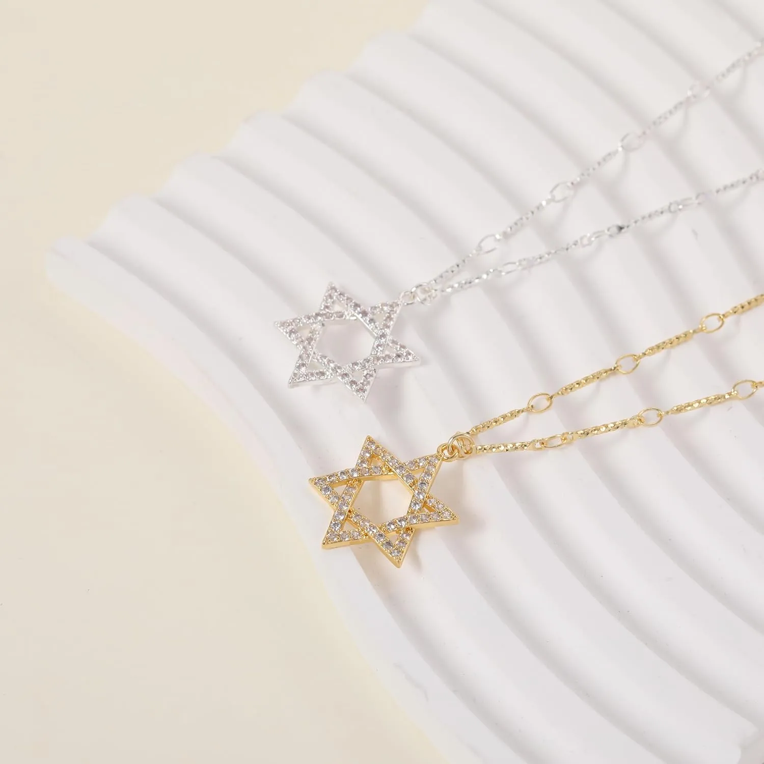Kyerlyn Dainty Gold Necklaces for Women Hollow Heart Necklace 14K Gold/Silver Plated David Star Lover Pendant Sun Tag Necklace Women Jewelry Gift