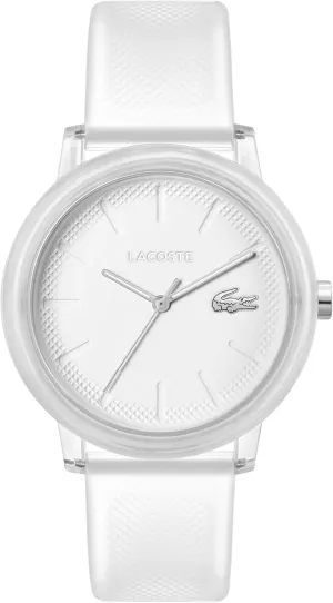 Lacoste 12.12 Men's 3H Quartz Watch, Silicone Transparent Wristband, Water Resistant up to 5 ATM/50 Meters, Sleek and Minimalist Design, 42mm