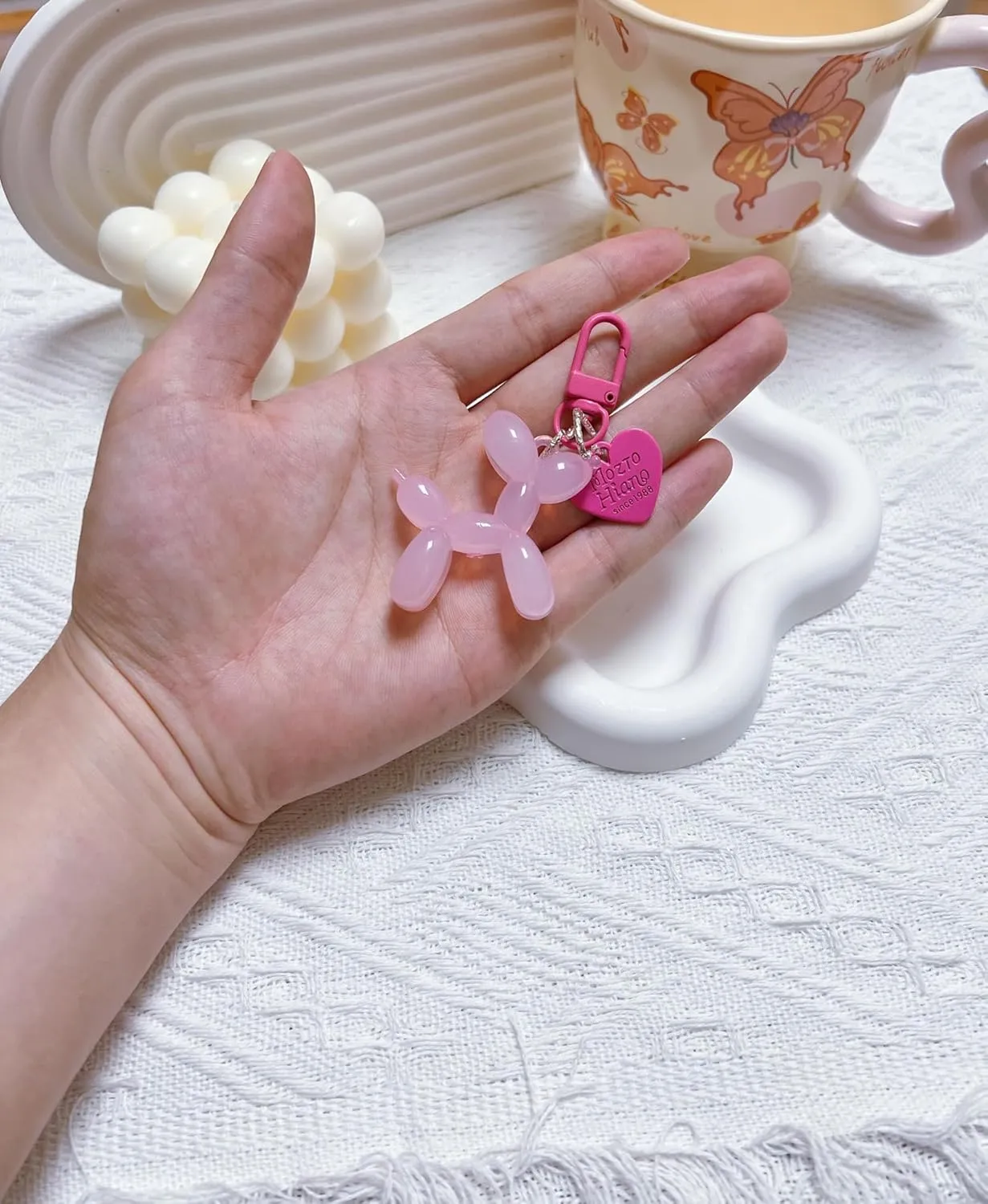 LAEKOU Jelly Balloon Dog Design Keychain for Women, Cute Girls Key Chain, Bag Charms Accessories for Car Purse Backpack