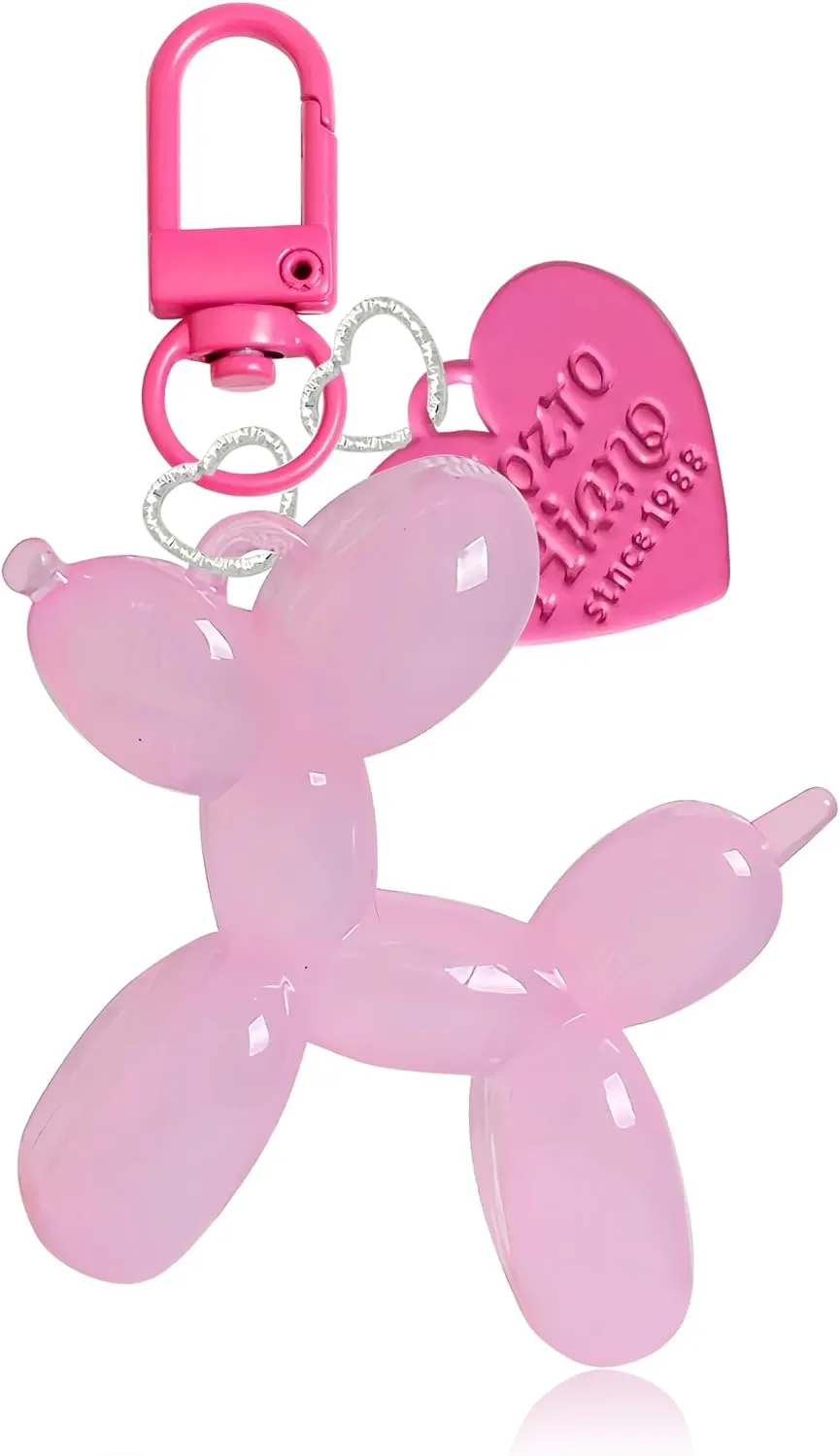 LAEKOU Jelly Balloon Dog Design Keychain for Women, Cute Girls Key Chain, Bag Charms Accessories for Car Purse Backpack