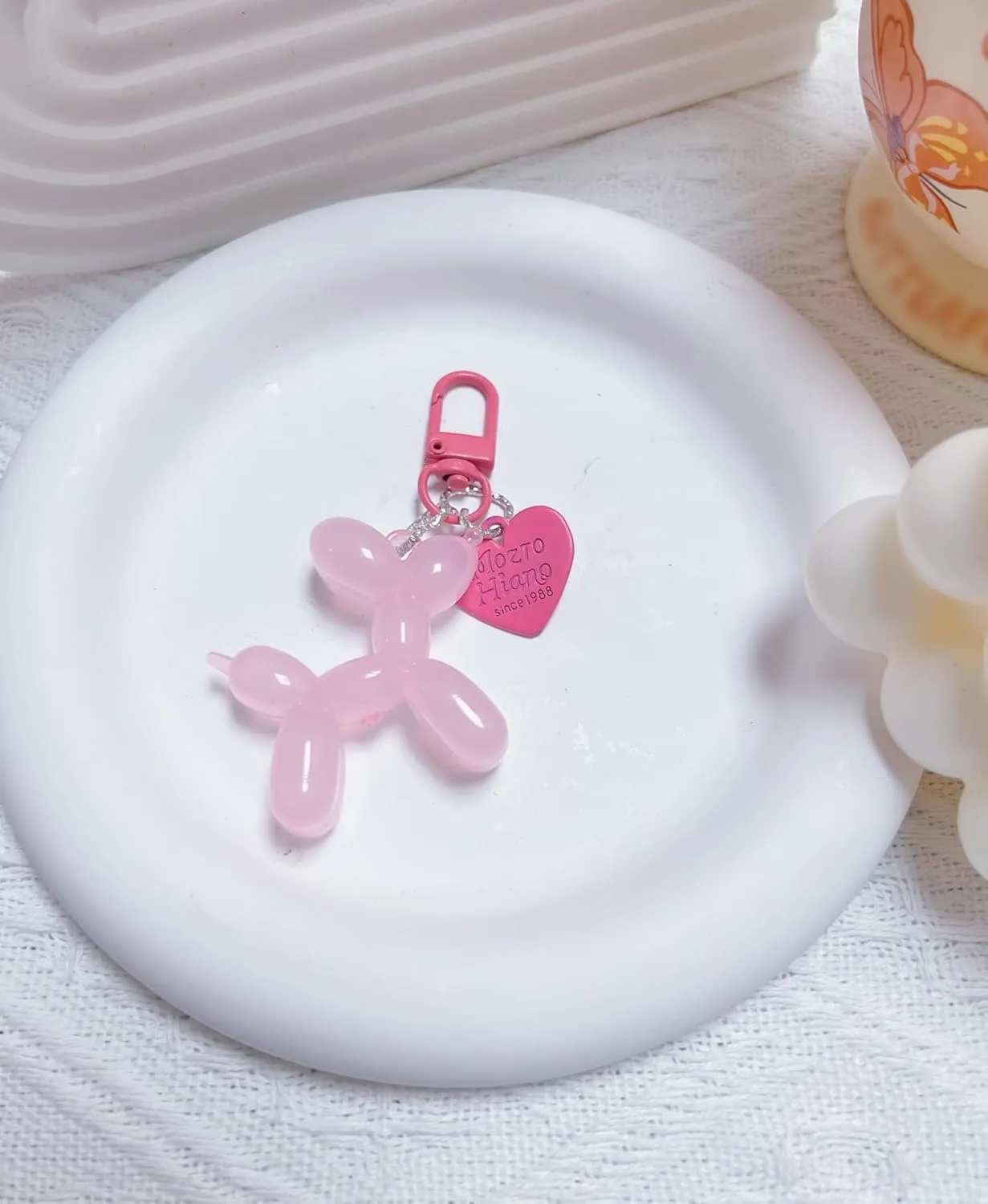 LAEKOU Jelly Balloon Dog Design Keychain for Women, Cute Girls Key Chain, Bag Charms Accessories for Car Purse Backpack