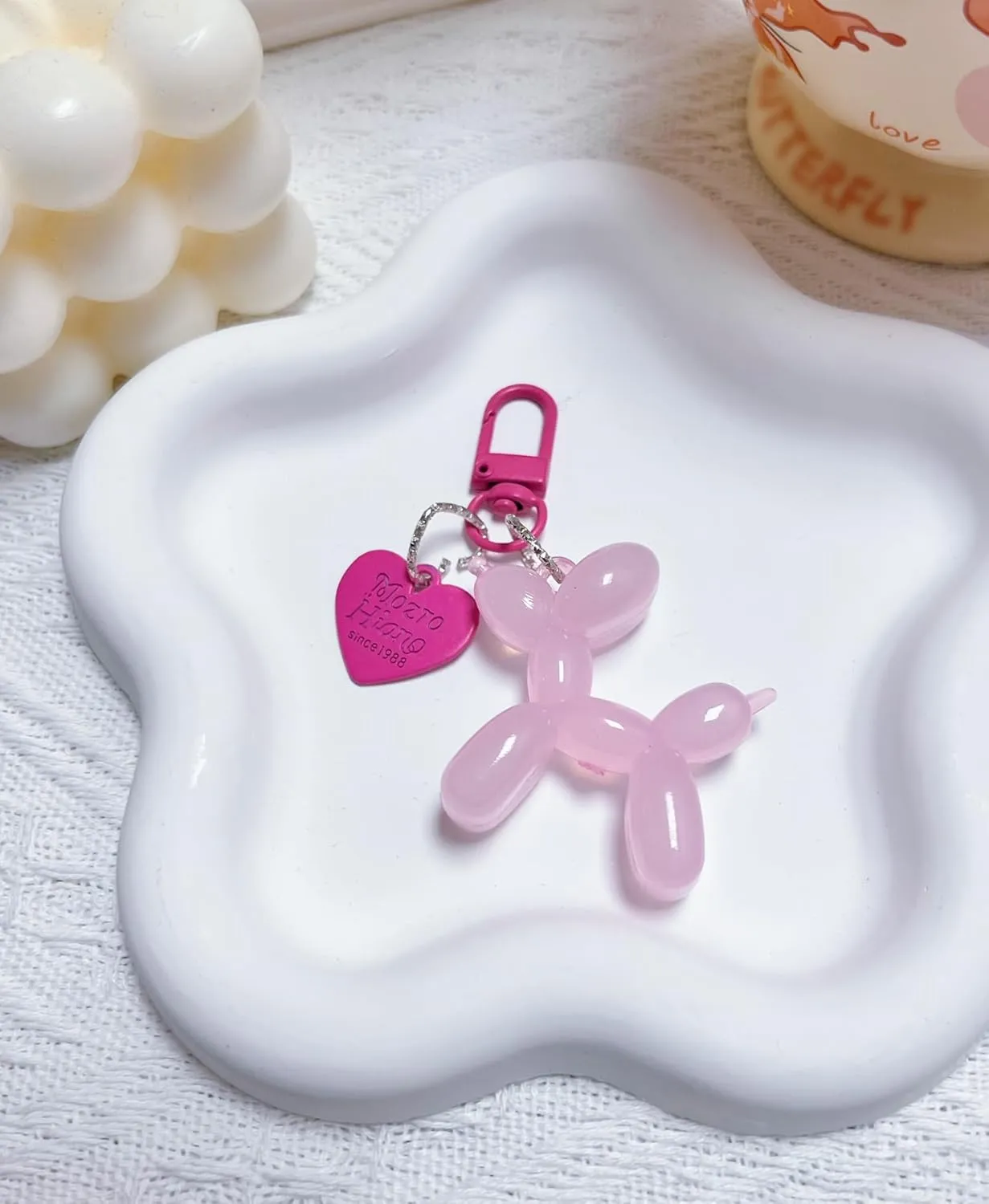 LAEKOU Jelly Balloon Dog Design Keychain for Women, Cute Girls Key Chain, Bag Charms Accessories for Car Purse Backpack