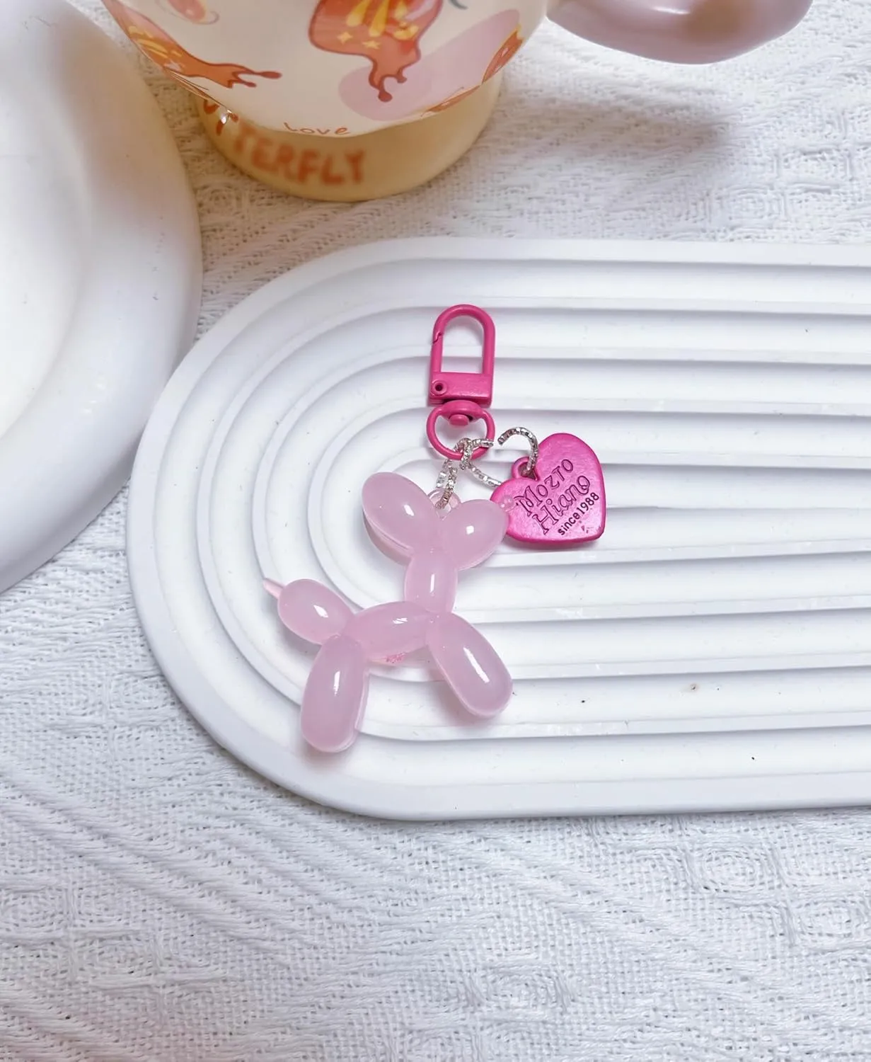 LAEKOU Jelly Balloon Dog Design Keychain for Women, Cute Girls Key Chain, Bag Charms Accessories for Car Purse Backpack