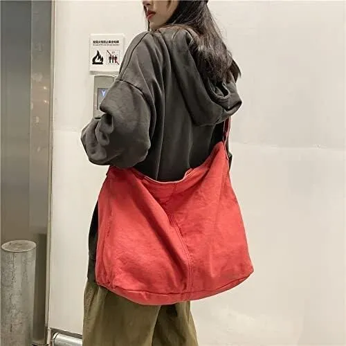 Large Hobo Crossbody Bag Canvas Shoulder Tote Bags for Women Men Canvas Messenger Bag Women's
