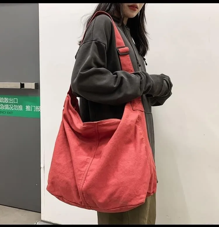 Large Hobo Crossbody Bag Canvas Shoulder Tote Bags for Women Men Canvas Messenger Bag Women's