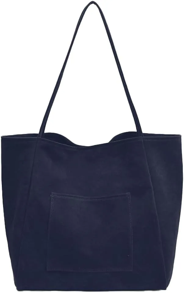 Large Suede Tote Bag for Women Retro Slouchy Shoulder Bag Brown Suede Purse Satchel Bag Work College Handbag Winter