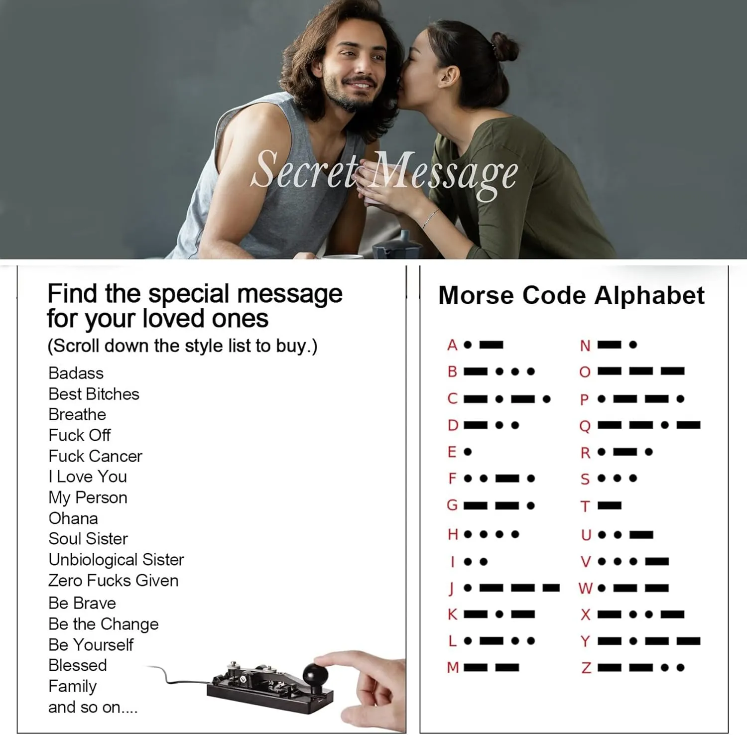 Ldurian Morse Code Bracelets, Inspirational Morse Code Family Gifts, Secret Message Friendship, Ajustable Couples Bracelet Jewelry for Women Men