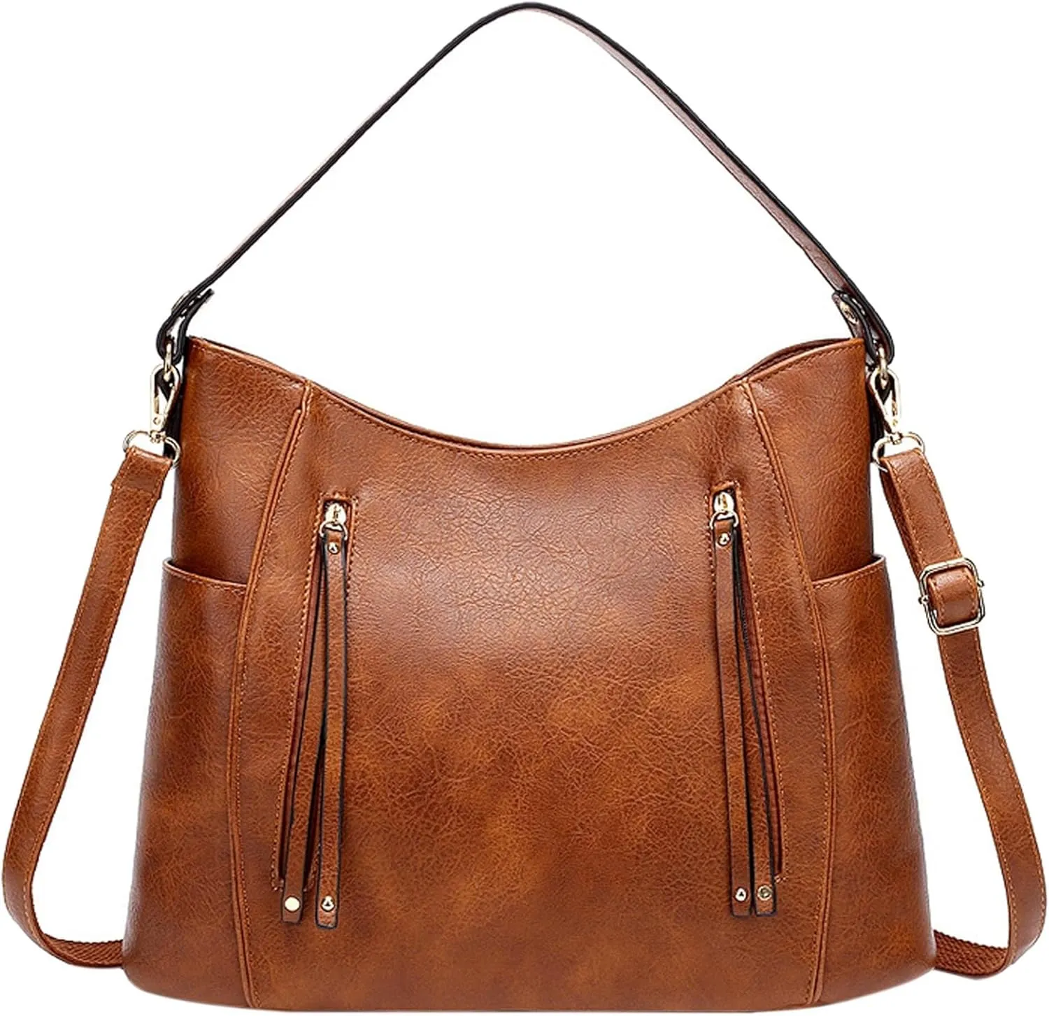 Leather Tote Button Closure Top Handle Purse Hobo Shoulder Square Lattice Purse Handbags