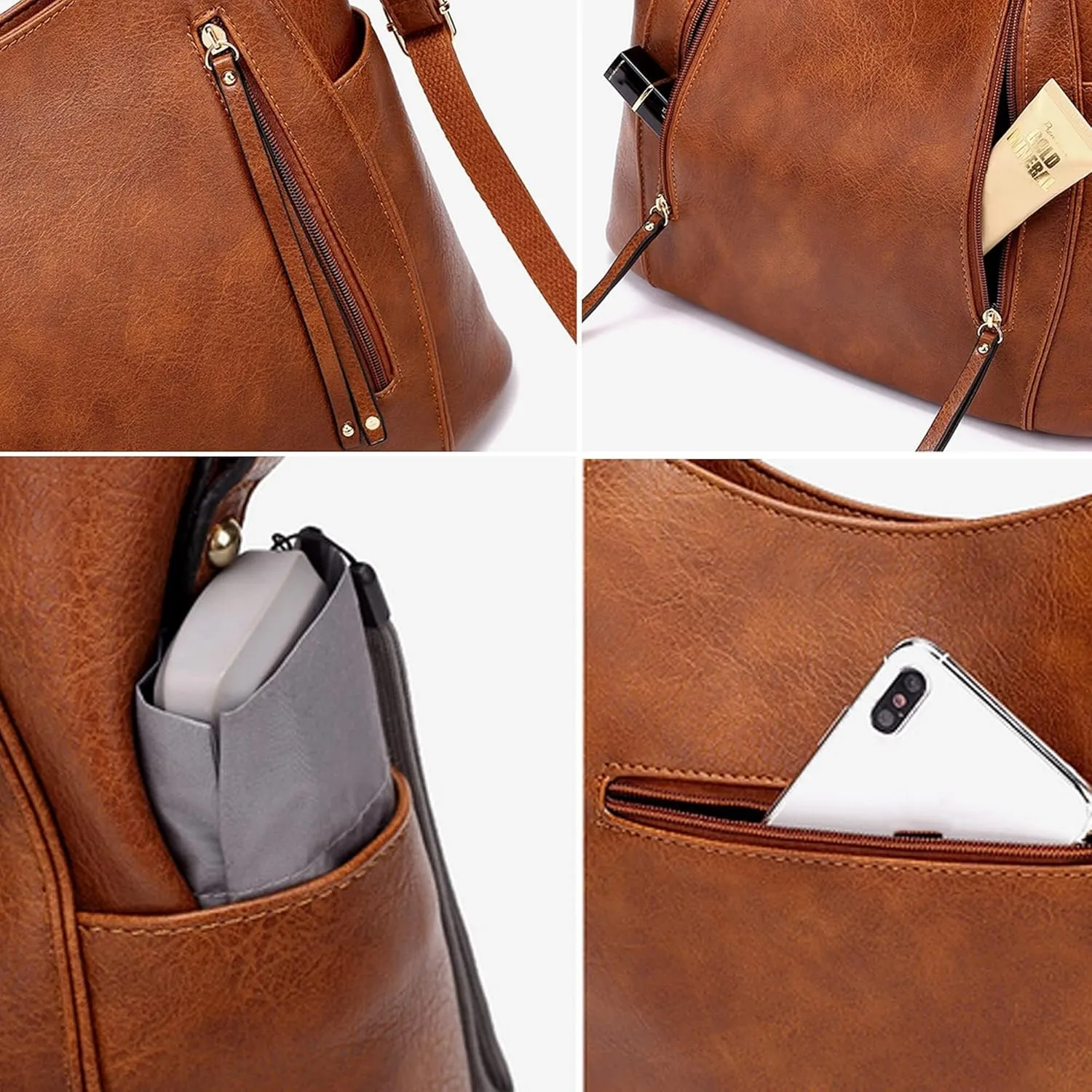 Leather Tote Button Closure Top Handle Purse Hobo Shoulder Square Lattice Purse Handbags