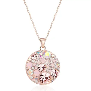 Light Pink Crystal Pendant Necklace, OUXi 18K Rose Gold Plated Dainty Chain Jewelry Rhinestone Statement Drop, Cubic Zirconia Rhinestone Statement Pink Charm Necklace for Brides Bridesmaid Wedding
