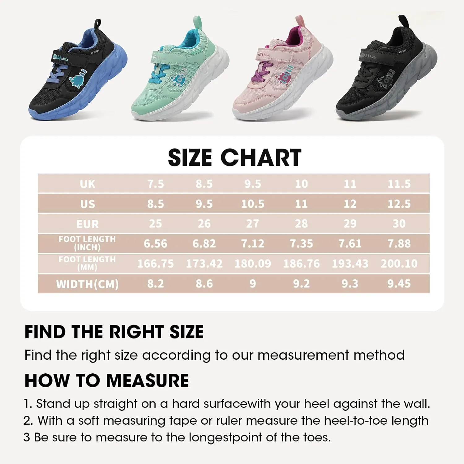 LOLLi kidz Kids Tennis Shoes for Boys and Girls Lightweight Breathable Athletic Great Grip Running Gym Sport Sneakers from