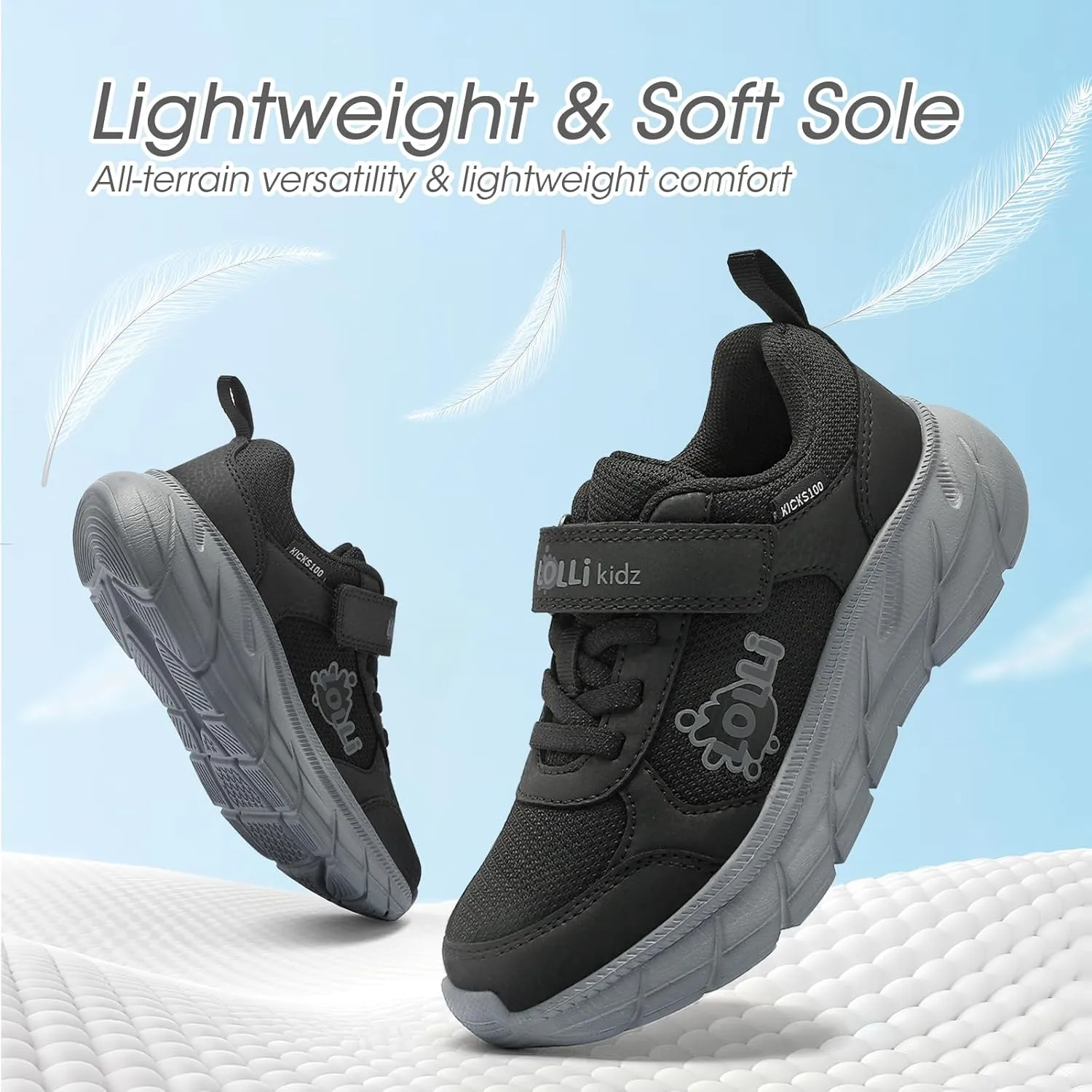 LOLLi kidz Kids Tennis Shoes for Boys and Girls Lightweight Breathable Athletic Great Grip Running Gym Sport Sneakers from