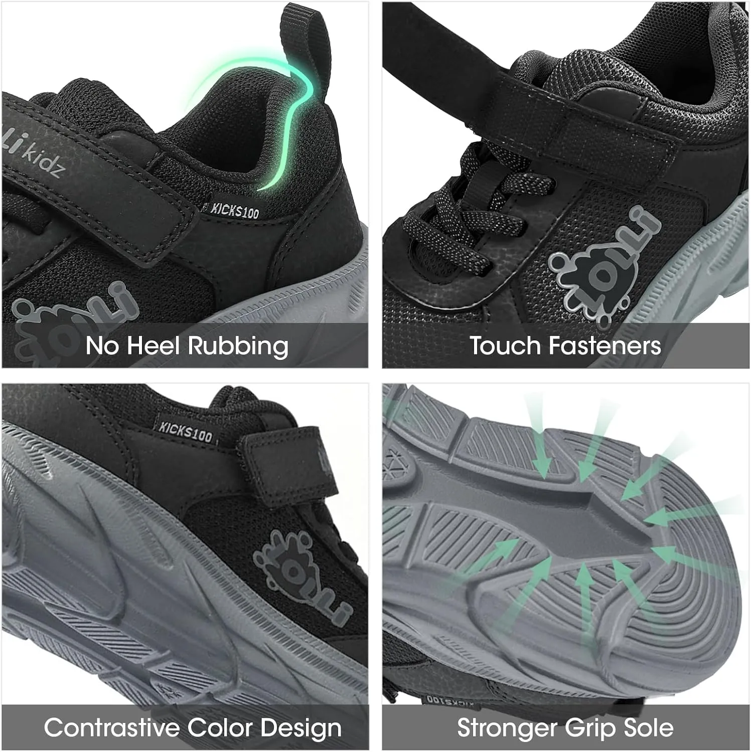 LOLLi kidz Kids Tennis Shoes for Boys and Girls Lightweight Breathable Athletic Great Grip Running Gym Sport Sneakers from
