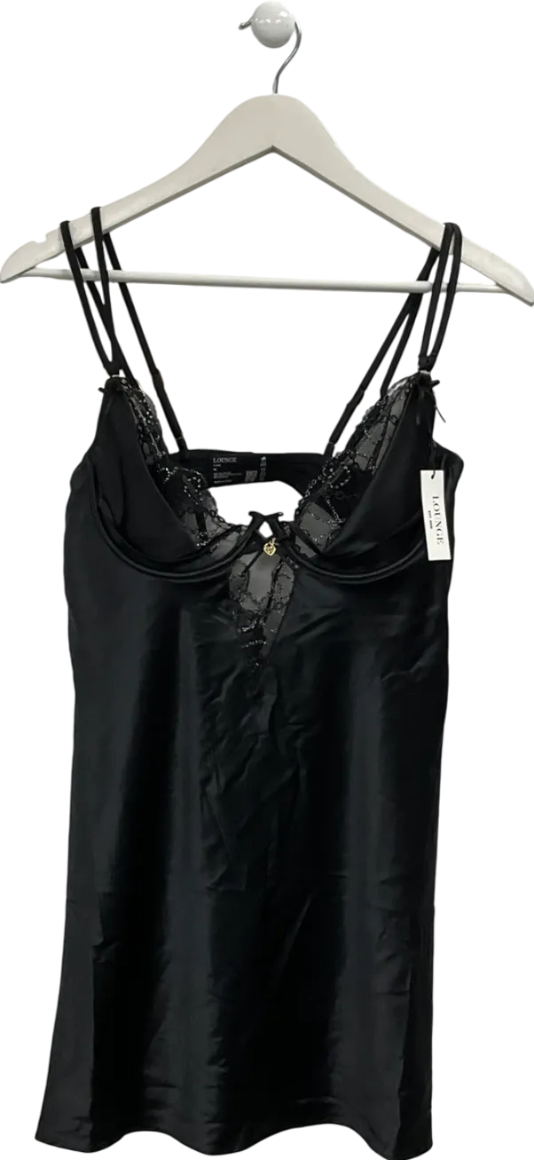 Lounge Underwear Black Caro Satin Slip Dress Set UK M