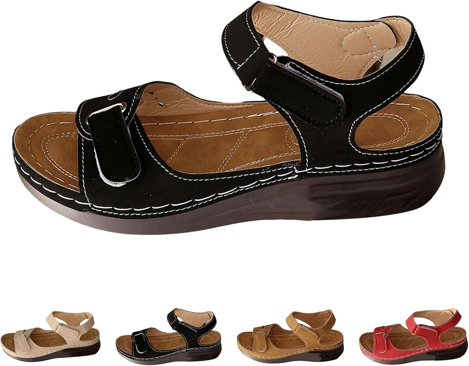 Low Heel Sandals for Women Dressy Arch Support Slippers Open Toe Wedge Ankle Strap Sandals Adjustable Strap Sandals