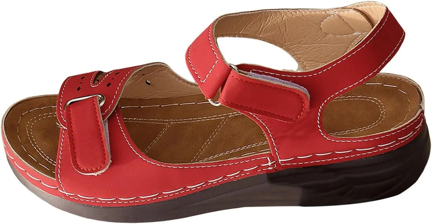 Low Heel Sandals for Women Dressy Arch Support Slippers Open Toe Wedge Ankle Strap Sandals Adjustable Strap Sandals