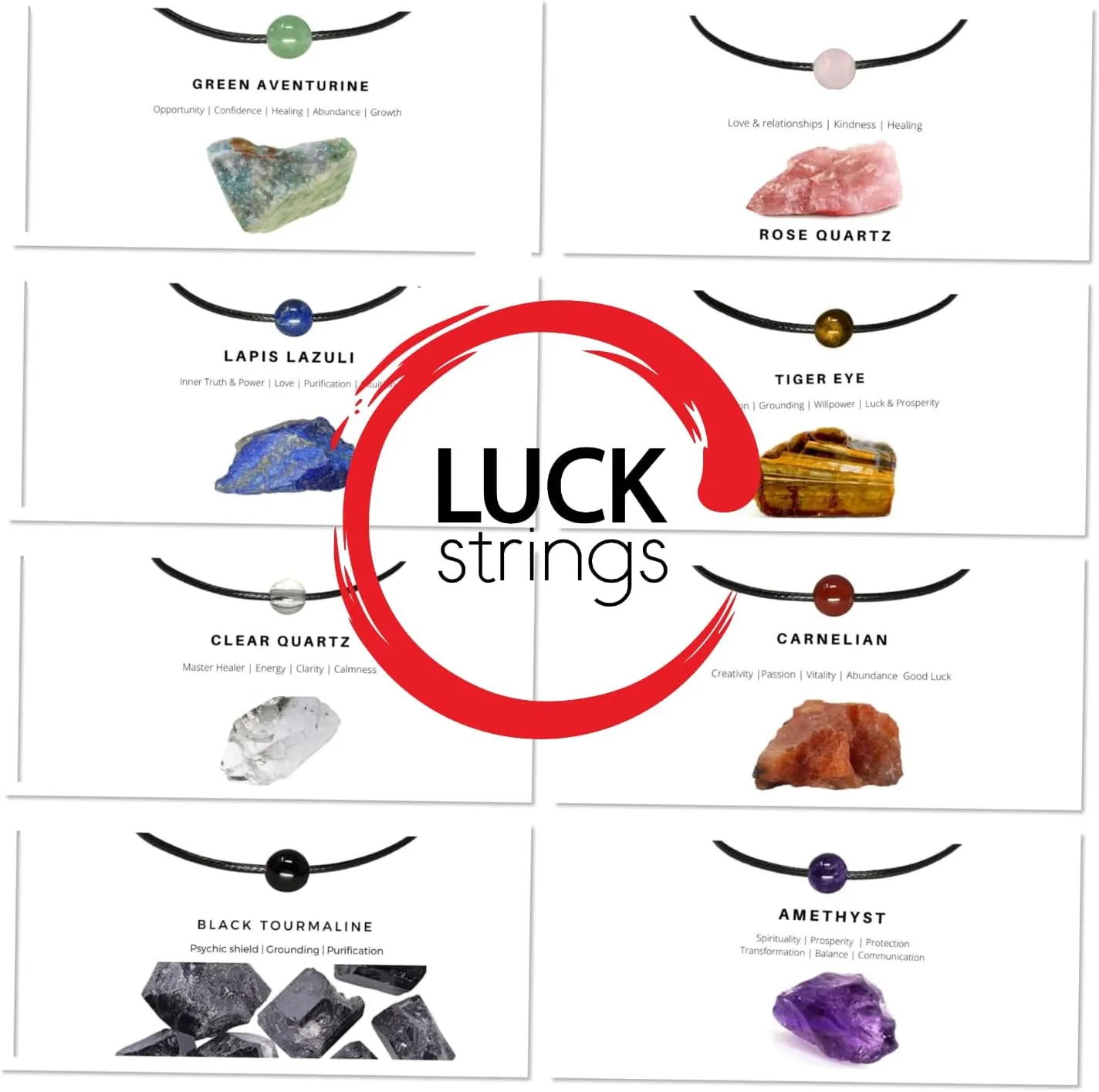 Luck Strings Bead Choker Necklace for Men and Women - Simple, Minimalist, Lightweight and Adjustable Beaded Cord Choker
