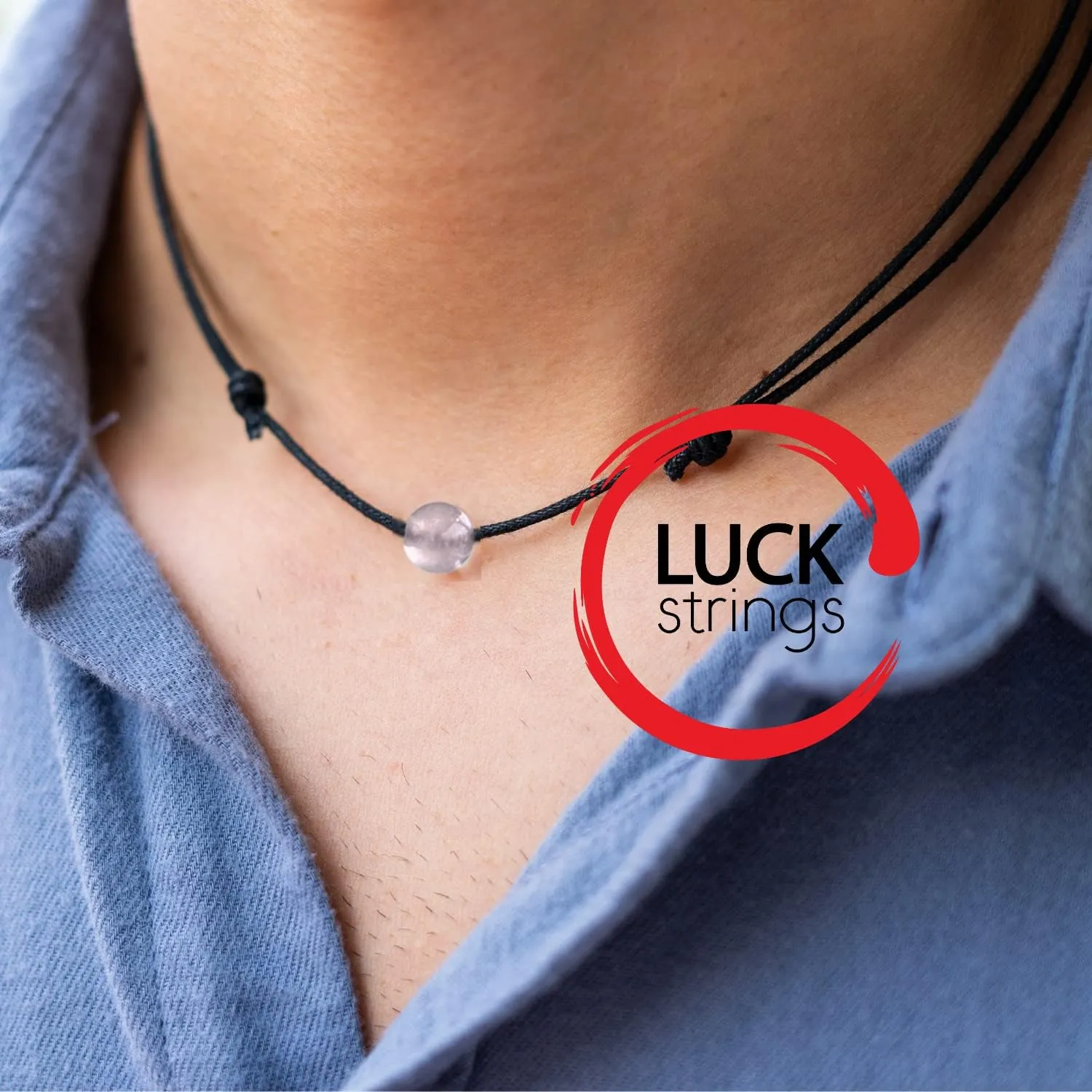 Luck Strings Bead Choker Necklace for Men and Women - Simple, Minimalist, Lightweight and Adjustable Beaded Cord Choker
