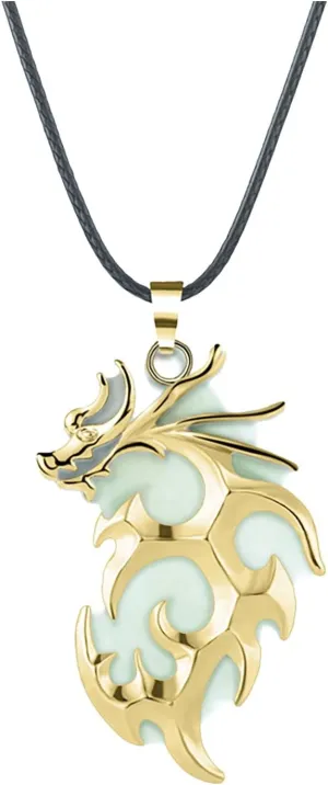 Luminous Dragon Pendant Necklace for Women Glow in The Dark Necklace (Gold,Green, One Size)