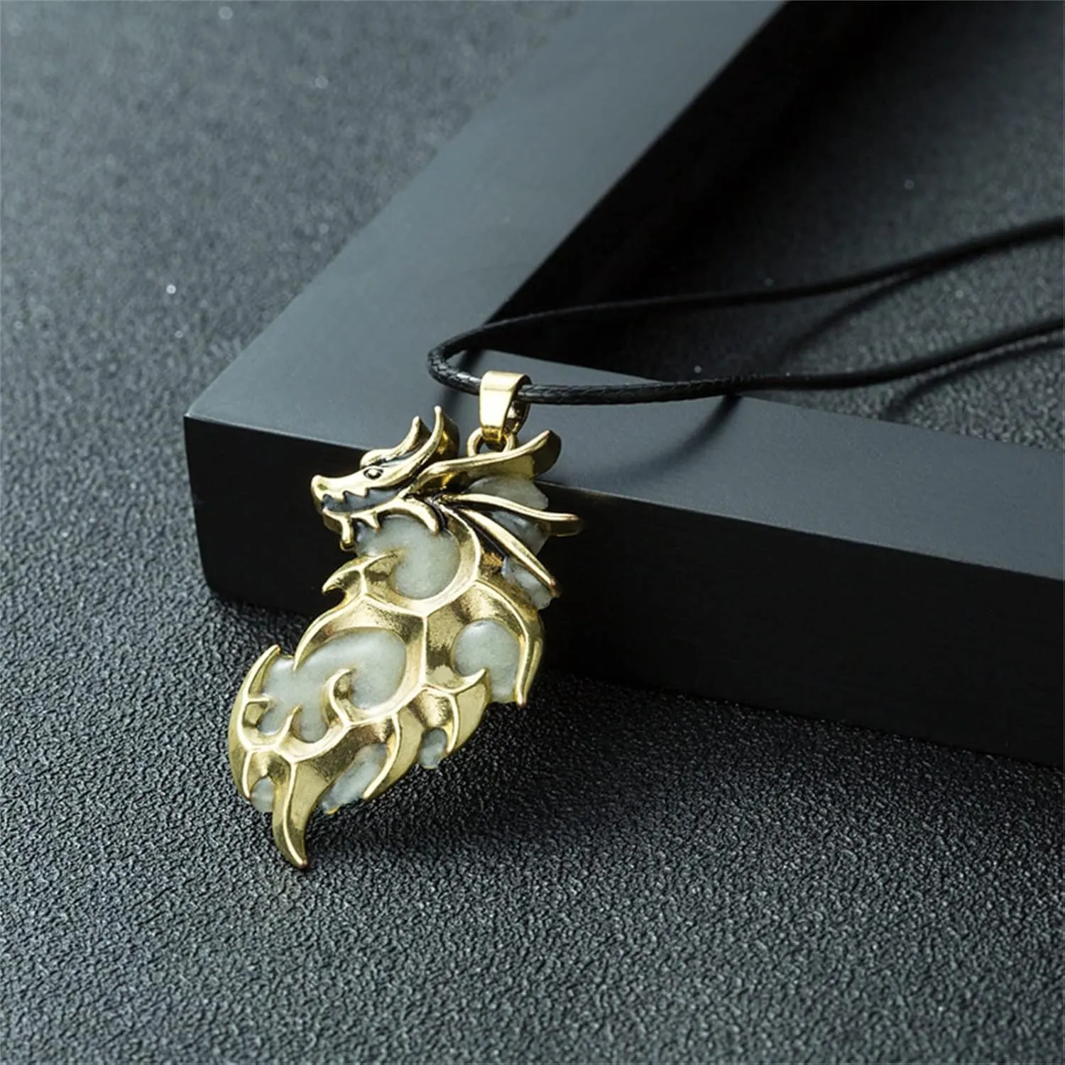 Luminous Dragon Pendant Necklace for Women Glow in The Dark Necklace (Gold,Green, One Size)