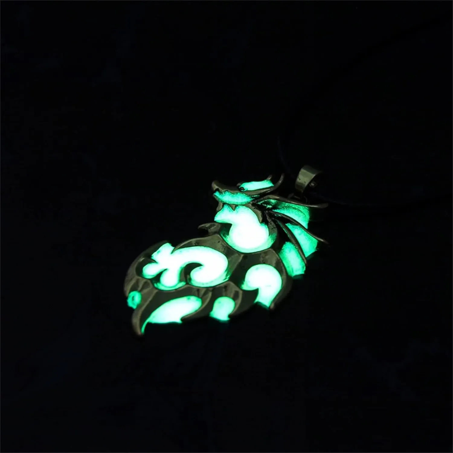 Luminous Dragon Pendant Necklace for Women Glow in The Dark Necklace (Gold,Green, One Size)