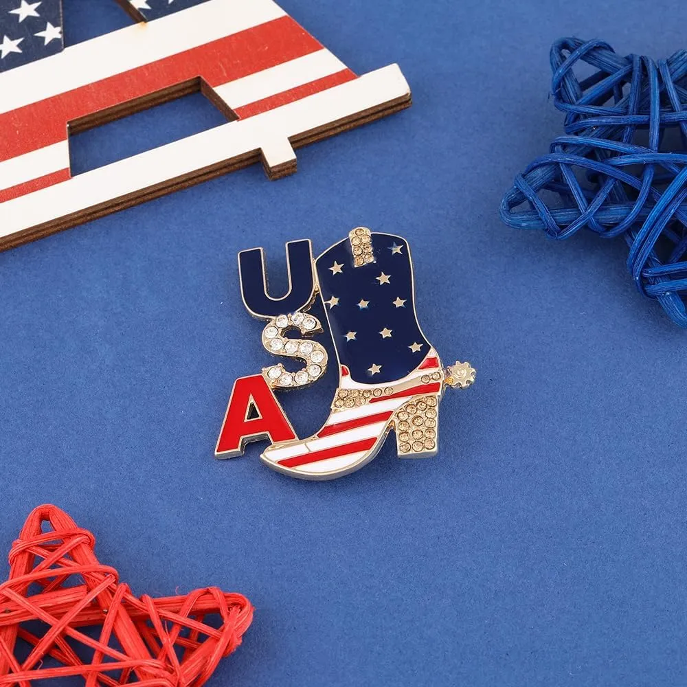 MADISON TYLER 4th of July Brooches for Women | USA American Flag Lapel Pins for Women | Fashion Waving for Veterans | Independence Memorial Day 4th of July Decor Gifts