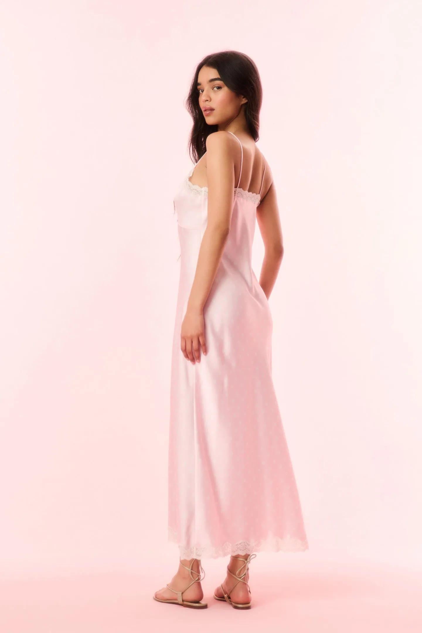 Manuela Satin Polkadot Slip Dress